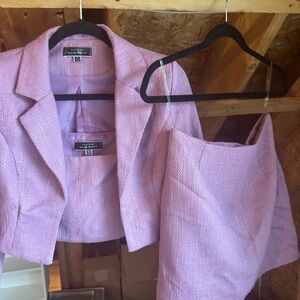 Blue Blush Lilac Textured Blazer set